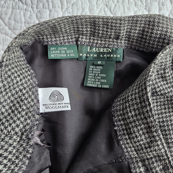 90s Ralph Lauren Vintage Micro Houndstooth Wool Maxi Pencil Academia Skirt - Picture 8 of 14